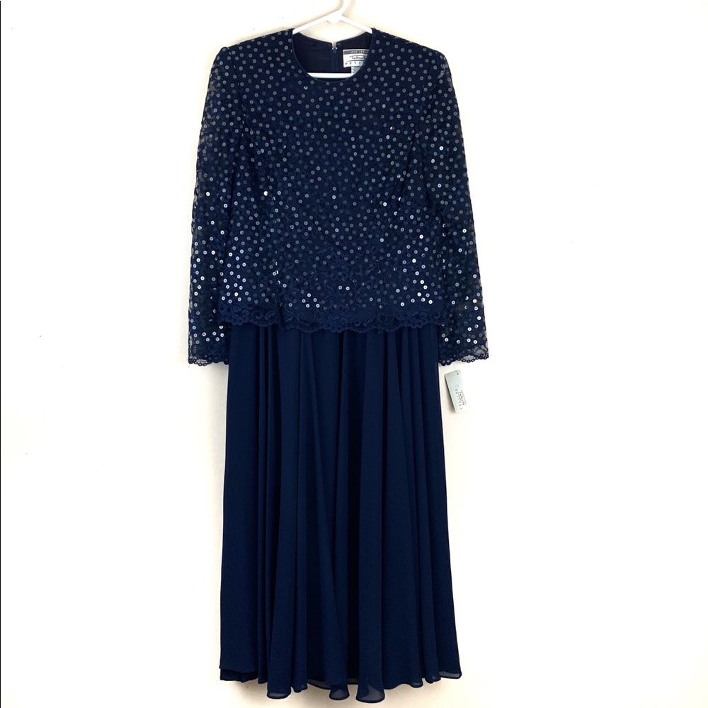 NWT Talbot's Petite Blue Chiffon Sequin Dress